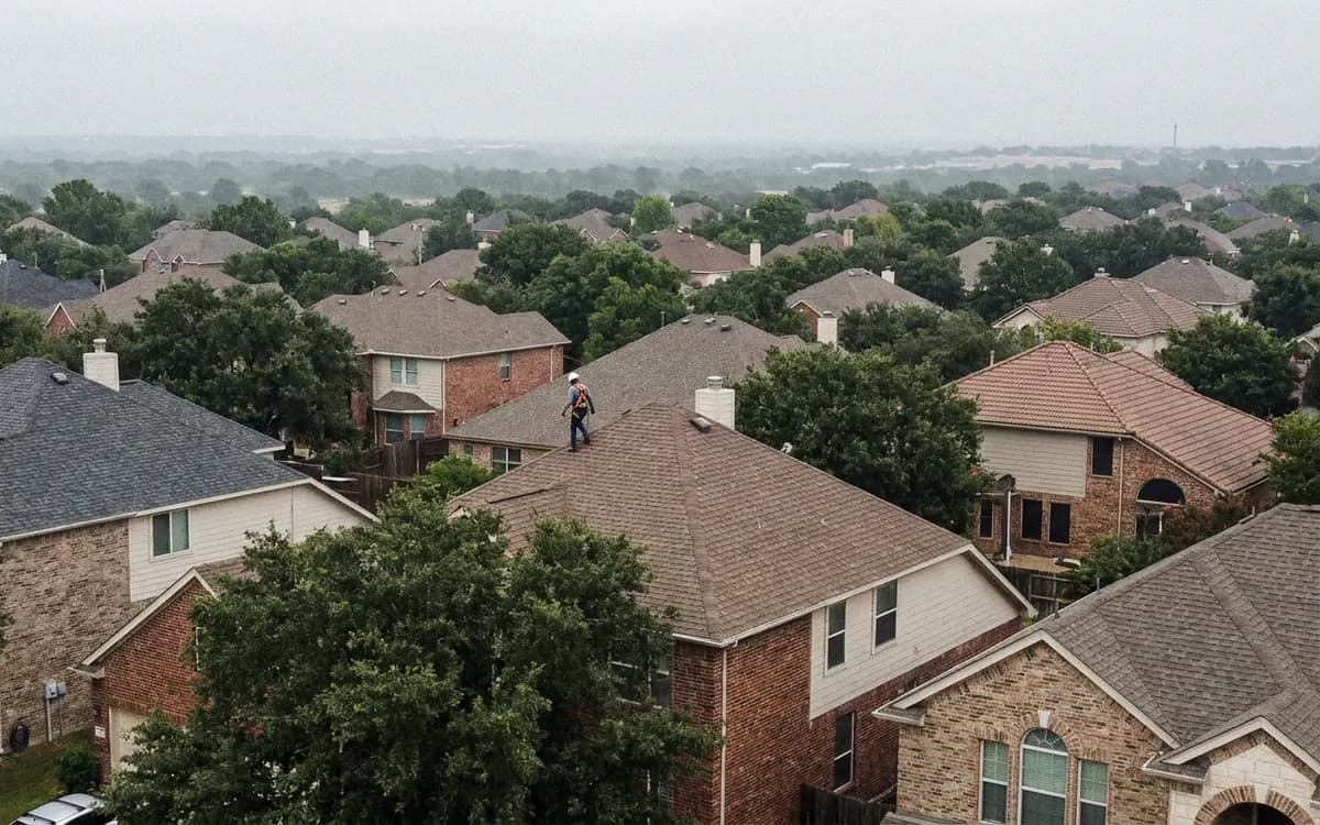 Houston-area residential roofs viewed from a roof inspection