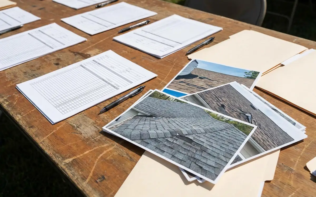 Roof photographs with blank storm and repair records