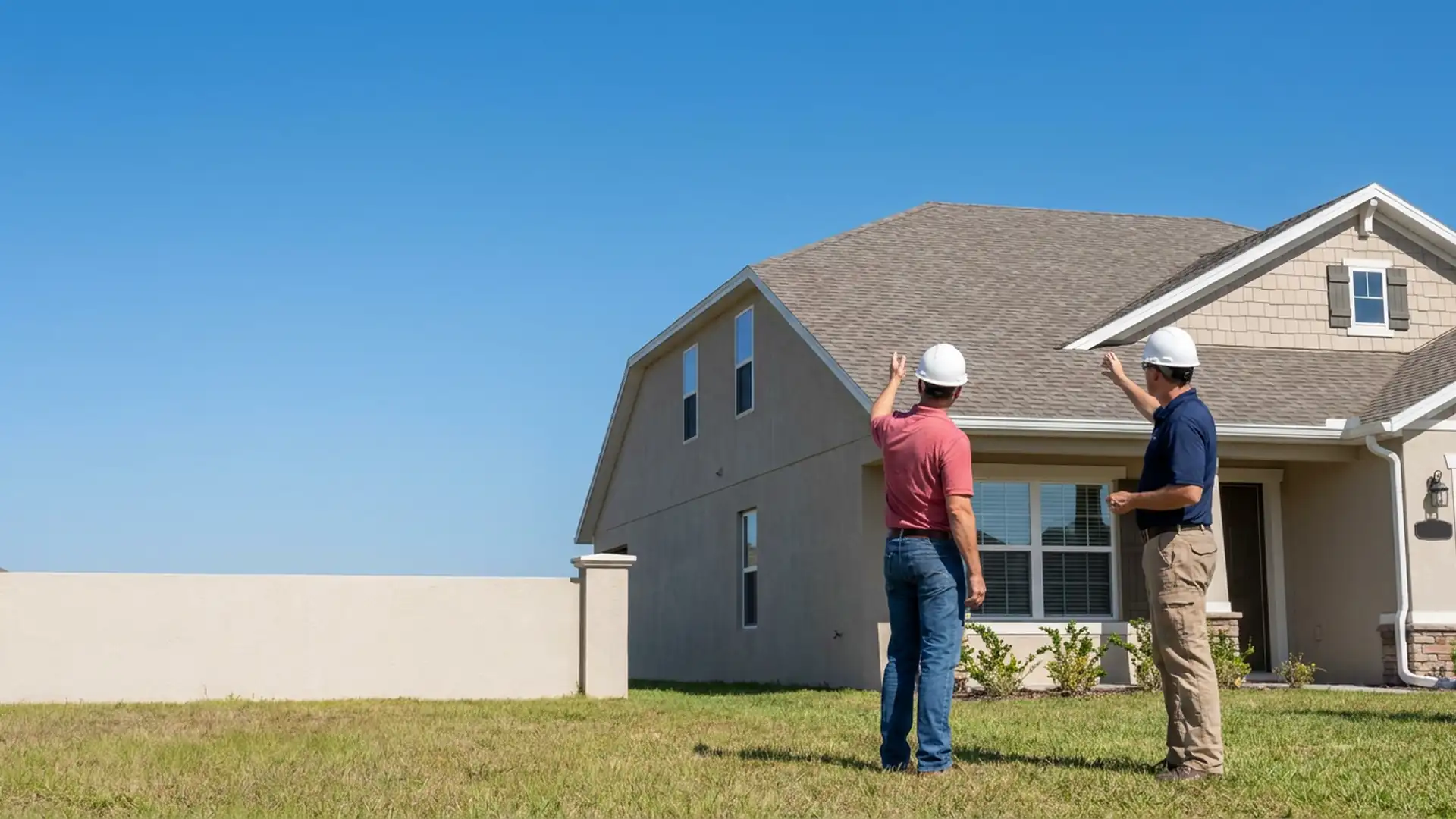 Homeowner and roofing professional discussing residential roof inspection scope